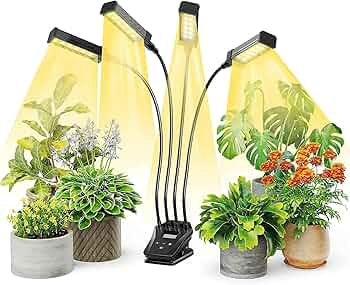 植物育成ライト 10W 5800K 4個 黒色 太陽光 フルスペクトルLED28 植物育成ライト LED 育成ライト 植物 植物ライト 観葉植物 3灯